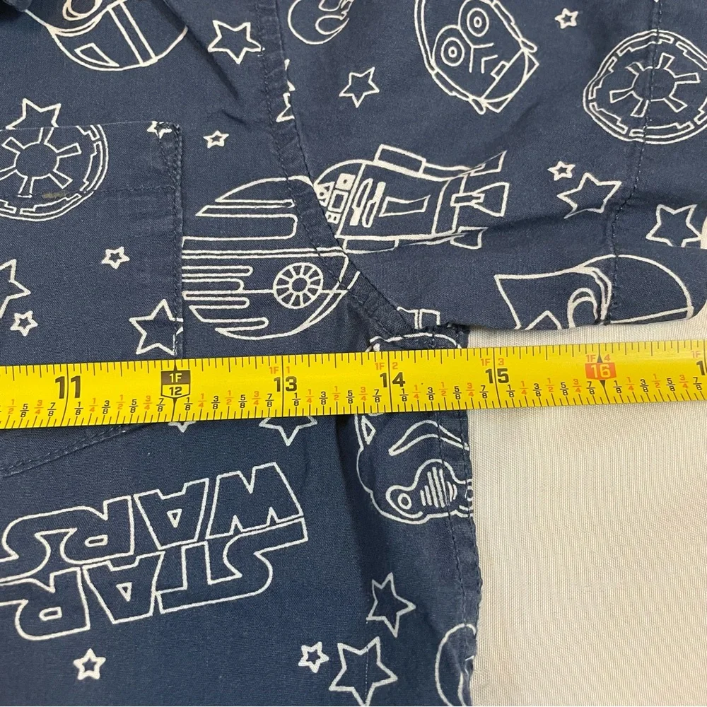 Gymboree Gym Friends Star Wars Boys Navy Blue Button‎ Down Shirt Size S 5-6